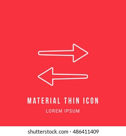 Data in Both Directions Bright red material designed line thin flat icon / logo