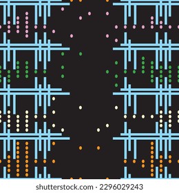 Data breach concept. Vector illustration with black background. Dots and lines. Simple design. Colorful graphics of hacked data. 