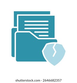 Data Breach dual tone azul cor, mini ícone de ilustração. use para conceito moderno, impressão, UI, kit UX, web e desenvolvimento de aplicativos. Vetor relacionado com gestão de riscos, negócios, finanças.