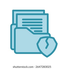 Data Breach dual tone azul cor, mini ícone de ilustração. use para conceito moderno, impressão, UI, kit UX, web e desenvolvimento de aplicativos. Vetor relacionado com gestão de riscos, negócios, finanças.
