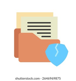 Data Breach flat color, mini ícone de ilustração. use para conceito moderno, impressão, interface do usuário, kit UX, web e desenvolvimento de aplicativos. Vetor relacionado com gestão de riscos, negócios, finanças.


