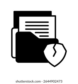 Glifo de violação de dados, mini ícone de ilustração. use para conceito moderno, impressão, interface do usuário, kit UX, desenvolvimento de web e aplicativo. Vetor relacionado com gestão de riscos, negócios, finanças.

