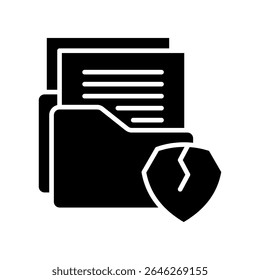 Glifo de violação de dados, mini ícone de ilustração. use para conceito moderno, impressão, interface do usuário, kit UX, desenvolvimento de web e aplicativo. Vetor relacionado com gestão de riscos, negócios, finanças.
