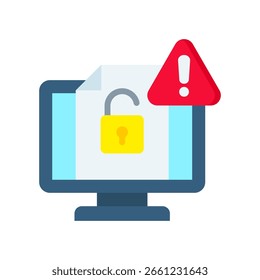 Ícone de violação de dados - Ilustração de vetor plano