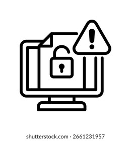 Ilustração do vetor de linha do ícone de violação de dados