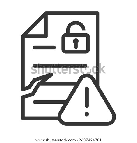 Data Breach Icon Lineal Style Vector Illustration