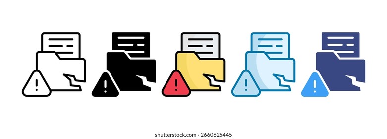 Ícone de violação de dados define coleção de vários estilos
