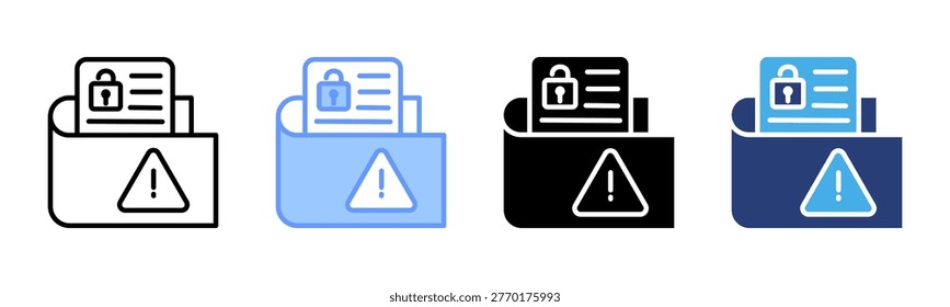 Data Breach icon set multiple style collection