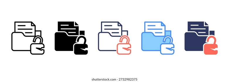 Conjunto de ícones multiestilo de violação de dados