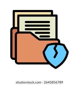 Data Breach outline color, mini illustration icon. use for modern concept, print, UI, UX kit, web and app development. Vector related to risk management, business, finance.


