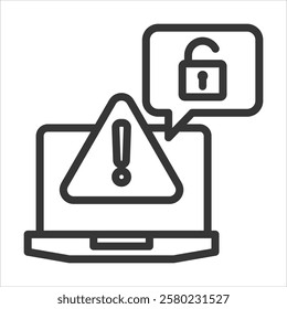 Data Breach Outline Icon Vector Illustration