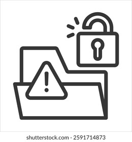 Data Breach Outline Icon Vector Illustration