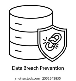 Ícone de Prevenção contra Violação de Dados - Cadeia Quebrada com Escudo Representando Defesa contra Acesso Não Autorizado
