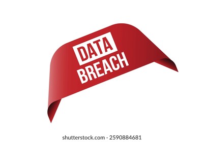 Data Breach red ribbon label banner.