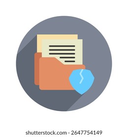 Data Breach cor arredondada, mini ícone de ilustração. use para conceito moderno, impressão, UI, kit UX, web e desenvolvimento de aplicativos. Vetor relacionado com gestão de riscos, negócios, finanças.