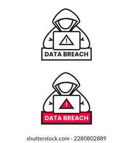 Data breach security data attackers icon illustration sign design vector