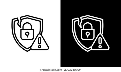 Design de Conjunto de Ícones Brancos de Violação de Dados