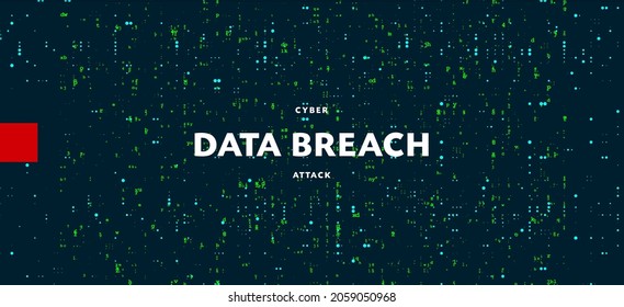 Data breaches illustration with text on dark green background