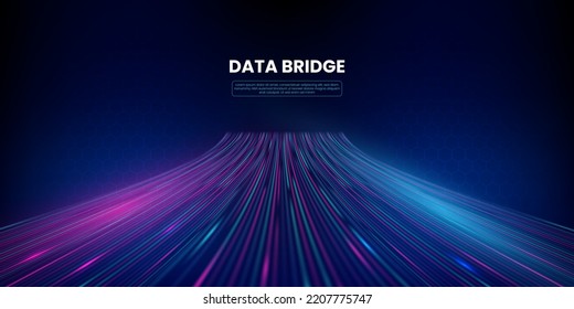 Data bridge digital technology background, Big data and Artificial intelligence network concept visualization