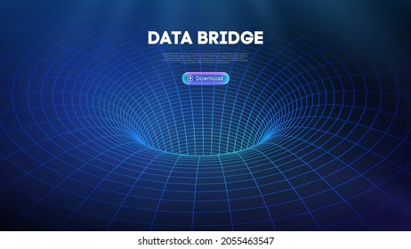 Data bridge vector illustration. Traffic big data and data visualization. Communication network digital technology background.