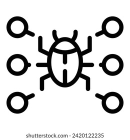 Data bug online icon outline vector. Virus social. Digital computer