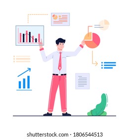 ilustración plana del concepto de negocio de datos