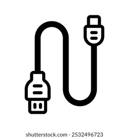 Data cable for connection and data transfer, trendy icon of data cable
