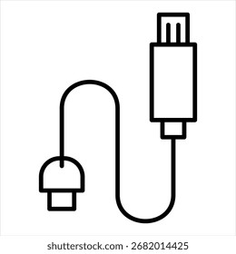 Vetor de Ilustração do Ícone de Contorno do Cabo de Dados
