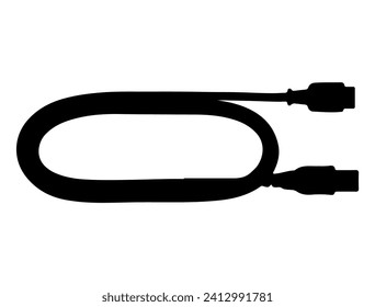 Data Cable silhouette vector art white background