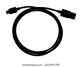 Data Cable silhouette vector art white background