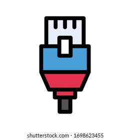 data cable vector flat color icon 