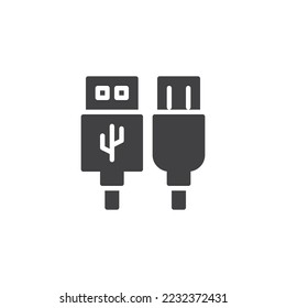 Data cables vector icon. filled flat sign for mobile concept and web design. USB cables glyph icon. Symbol, logo illustration. Vector graphics