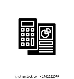 Data calculation calculator icon in glyph style. Vector icon illustration