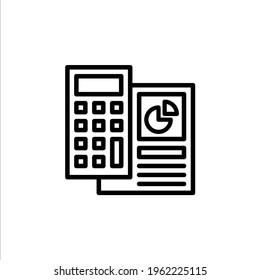 Data calculation calculator icon in line style. Vector icon illustration