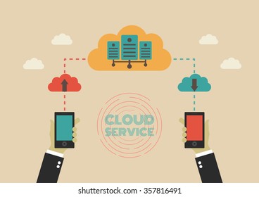 data can transfer to cloud server, communication technology, flat style