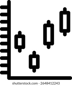Data candlestick icon with line and simple style

