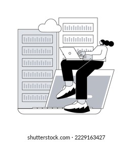 Data center abstract concept vector illustration. Colocation data center, centralized computer system, remote storage, database networking, supercomputer, central server abstract metaphor.