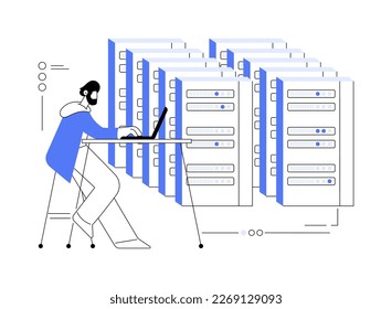 Data center abstract concept vector illustration. Colocation data center, centralized computer system, remote storage, database networking, supercomputer, central server abstract metaphor.