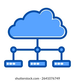 Data center blue color icon. Simple vector icon design in blue color style. Editable vector format
