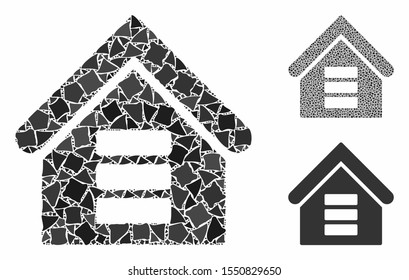 Data Center Building Mosaic Of Joggly Pieces In Different Sizes And Color Tinges, Based On Data Center Building Icon. Vector Rugged Pieces Are United Into Mosaic.