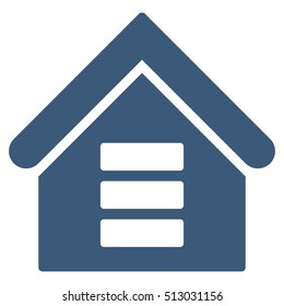 Data Center Building vector icon. Flat blue symbol. Pictogram is isolated on a white background. Designed for web and software interfaces.