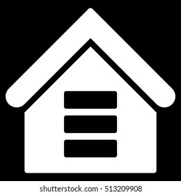 Data Center Building vector icon. Flat white symbol. Pictogram is isolated on a black background. Designed for web and software interfaces.