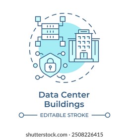 Data center buildings soft blue concept icon. Industrial property type. Server rooms. IT infrastructure. Round shape line illustration. Abstract idea. Graphic design. Easy to use in booklet - Powered by Shutterstock - Get 15% off with code: PIKWIZARD15