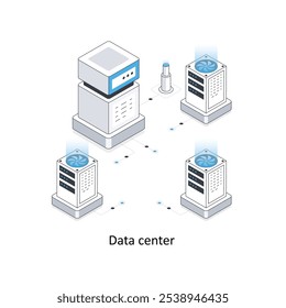 Ilustração isométrica de estoque da localização do táxi do data center. EPS Ilustração do estoque de arquivos