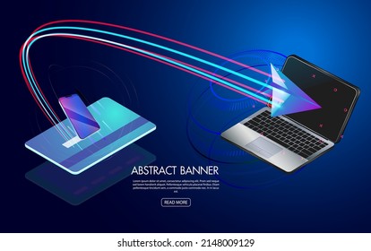 Data Center Cloud Computer Connection Hosting Server Database Synchronize Technology Vector Illustration
