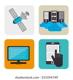Data center, cloud computing and hosting, vector illustration eps 10.