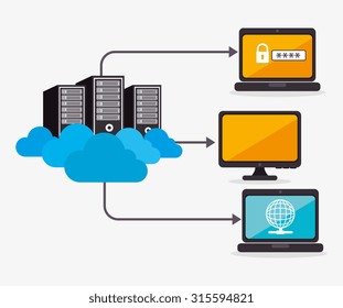 Data center, cloud computing and hosting, vector illustration eps 10.