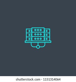 Data center concept blue line icon. Simple thin element on dark background. Data center concept outline symbol design from Big data set. Can be used for web and mobile UI/UX