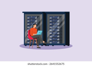 Data Center Concept. Colored flat vector illustration isolated