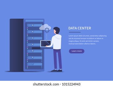 Data center concept. Flat style vector illustration with text place. Data center concept. Flat style vector illustration with text place.